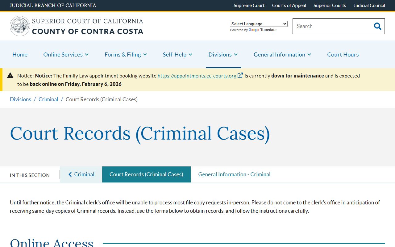 Contra Costa County court criminal records