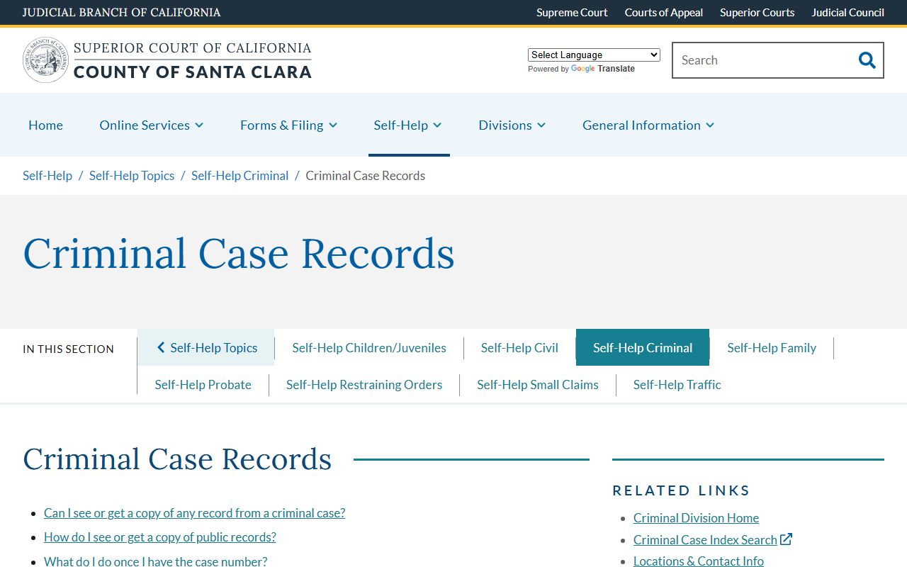 Santa Clara County court criminal records information
