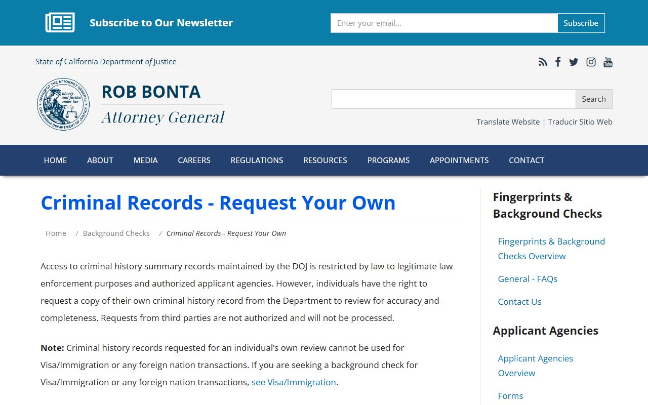 California DOJ record review request portal